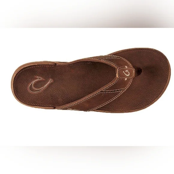 OluKai Rich Brown Leather Sandals Men's Nui Sandal in Rum Brown by Olukai Sz 13 - Picture 8 of 10